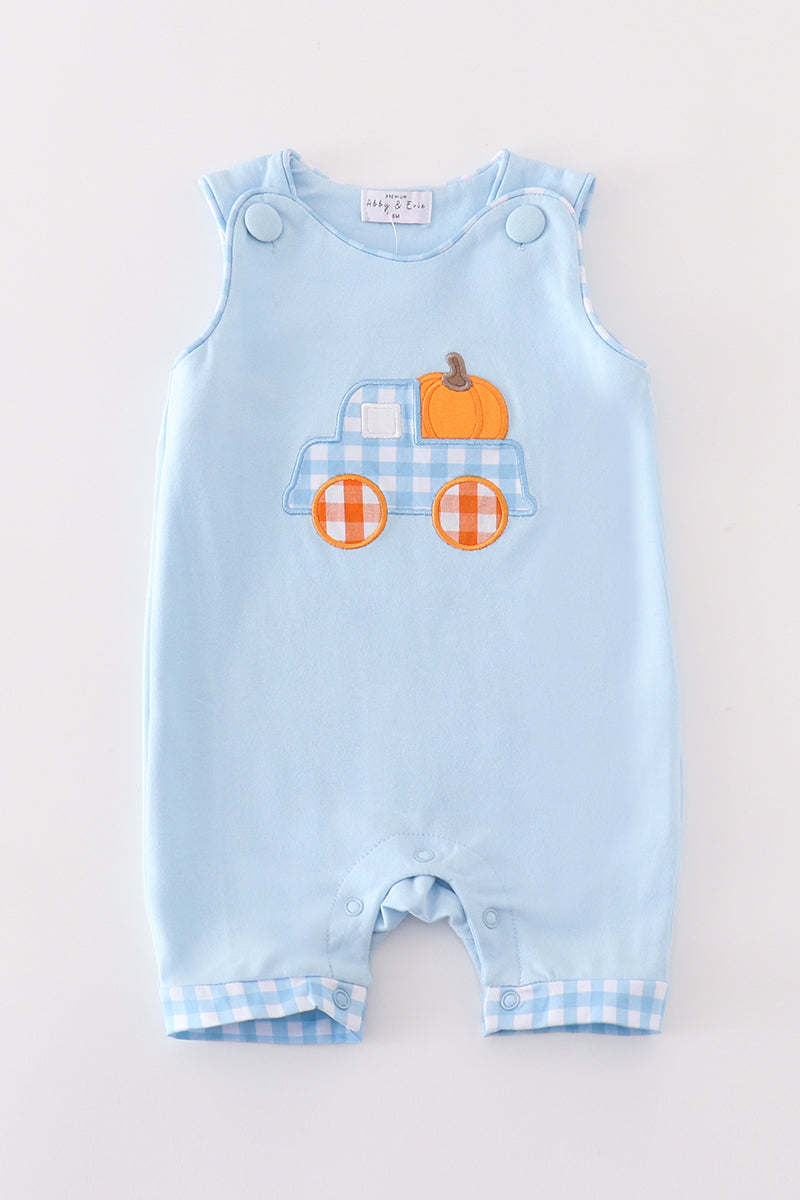 Blue Embroidered Pumpkin Farm Truck