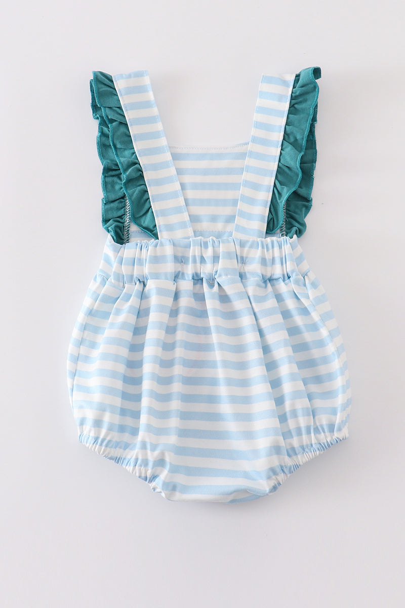 Blue Striped Cow Embroidered Bubble