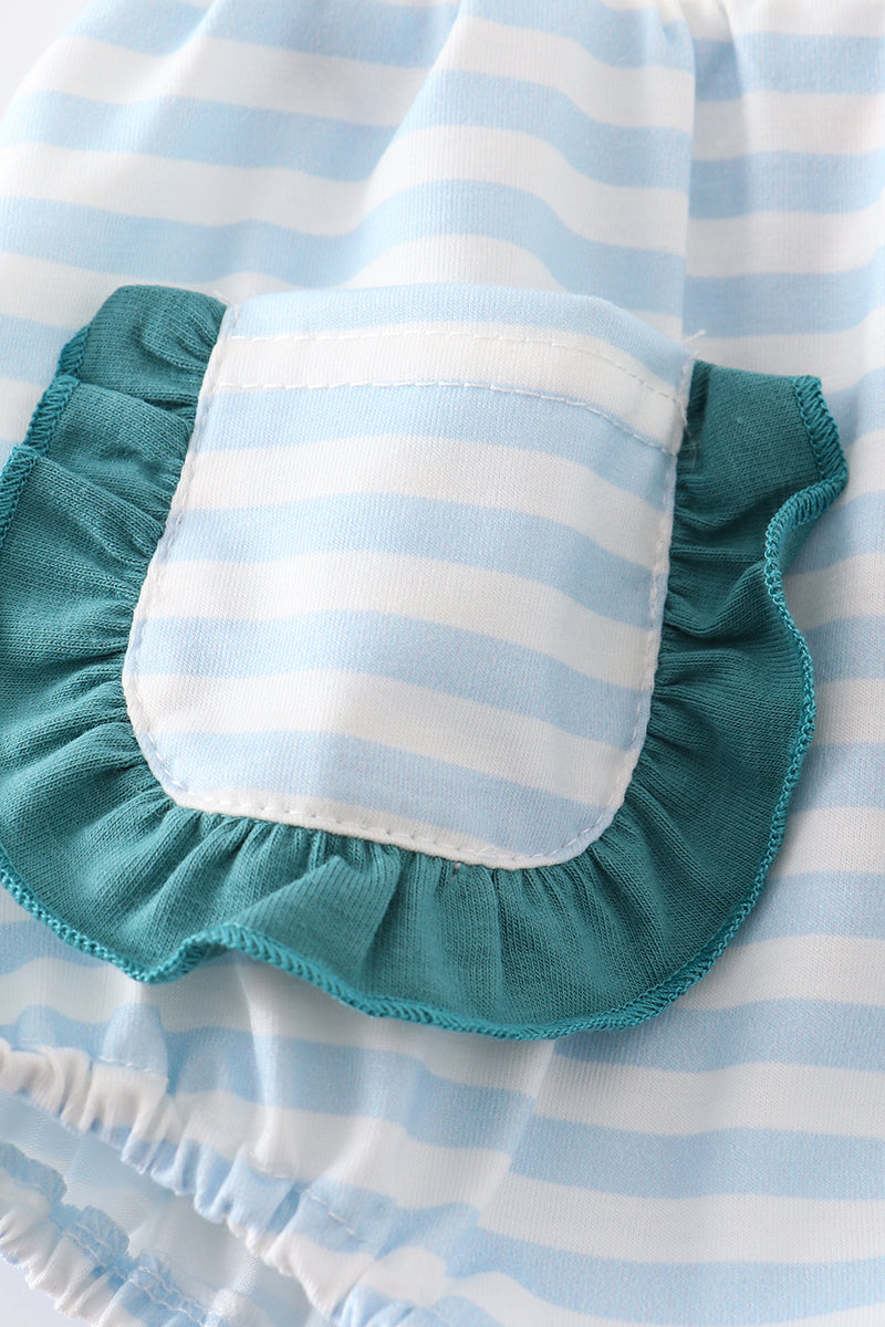 Blue Striped Cow Embroidered Bubble