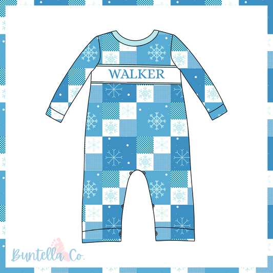 Snowflake Patchwork Name Romper (TAT November)