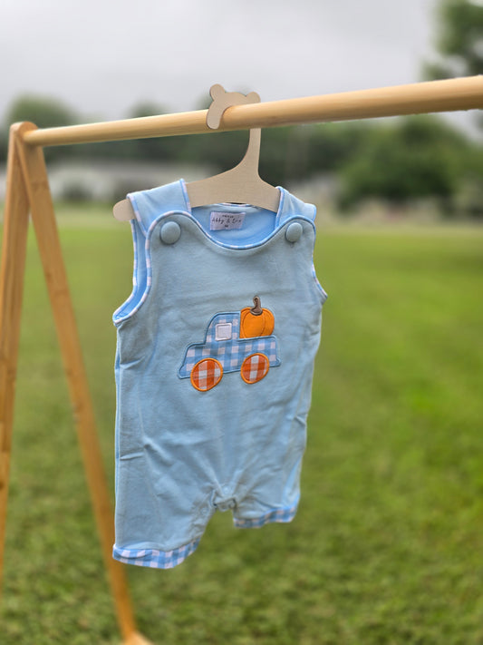 Blue Embroidered Pumpkin Farm Truck