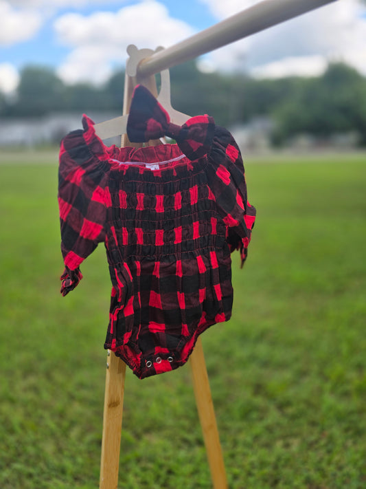 Black and Red Bubble with Bow Headband