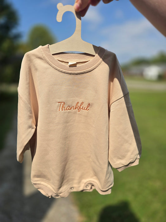 "Thankful" Embroidered Sweater Bubble