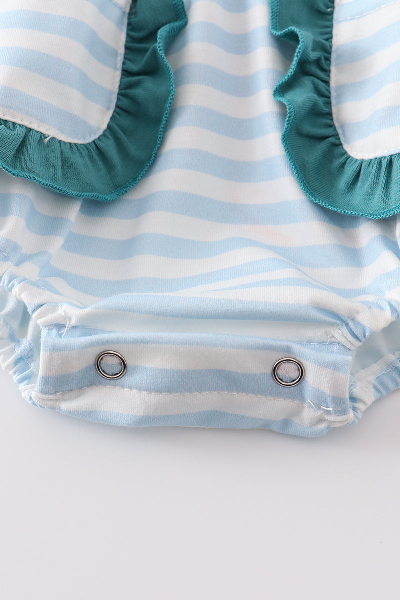 Blue Striped Cow Embroidered Bubble
