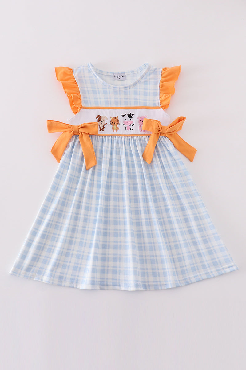 Plaid Embroidered Farm Dress